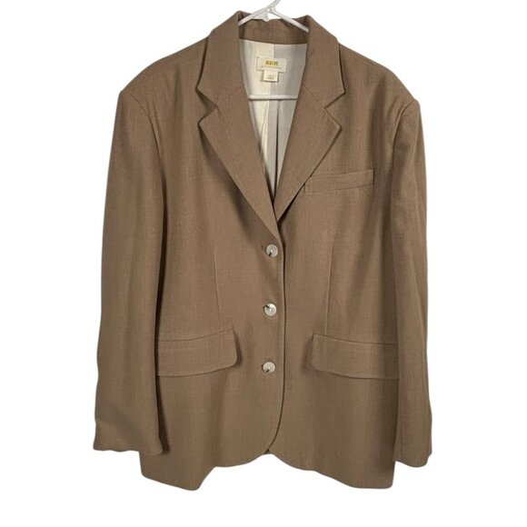 Anthropologie Maeve Oversized Blazer Womens XS/S Jacket Pockets Neutral Beige - Picture 3 of 8